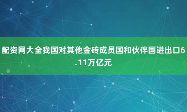 配资网大全我国对其他金砖成员国和伙伴国进出口6.11万亿元