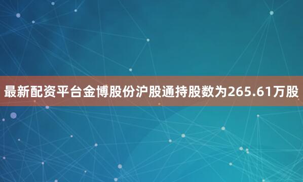 最新配资平台金博股份沪股通持股数为265.61万股
